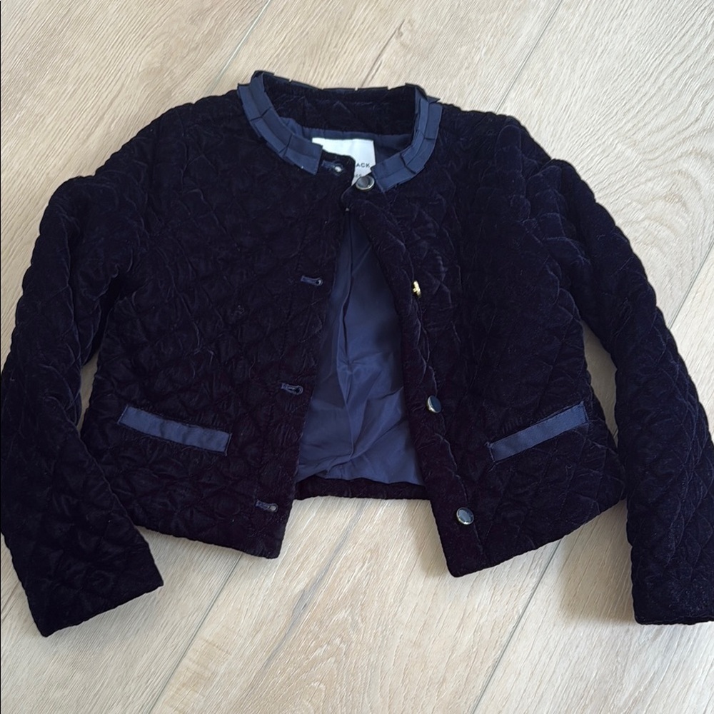 Janie and Jack Navy Velvet Quilted Jacket 7/8